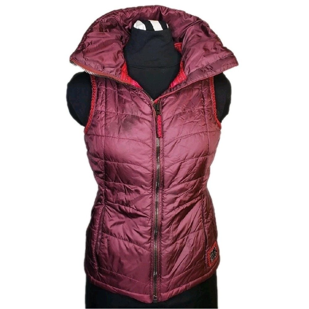 Alp n Rock Puffer Vest Women's Size 2 Dark Red Zip Ski Hike Outdoor Quilted Down
